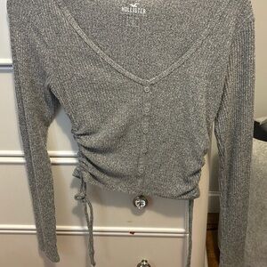 Hollister Women's Button Down Gray Top